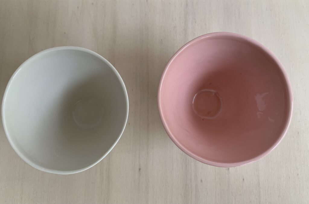 Grands bols blanc et rose, Elisabeth Hardy céramiste